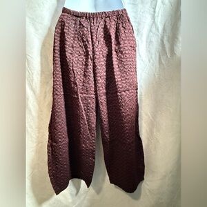 Cynthia Ashby Textured Cotton Trouser Baggy Drop Crotch Pants Print